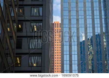 Skyscrapers details in downtown Toronto, Ontario, Canada