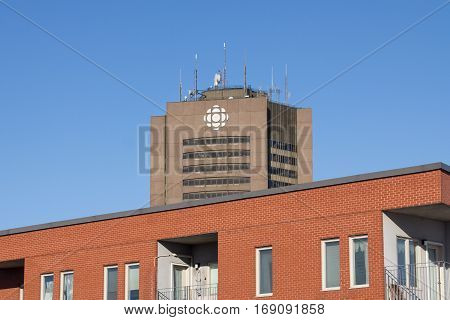 Montreal, Canada - December 25, 2016: Radio Canada - Canadian Broadcasting Corporation (CBC) headquarters for Quebec in Montreal, Canada
