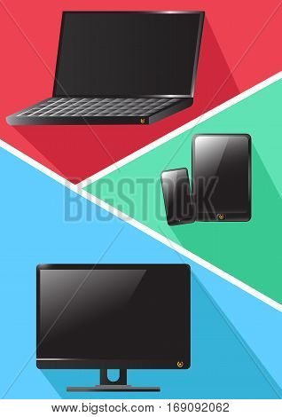 Technology in the Business World Smartphone tablet Monitor Computer and Notebook