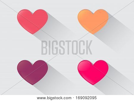 Vector Four Hearts Sweet Color in gray blackground