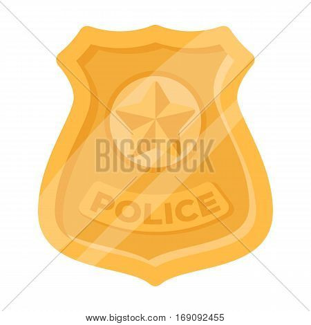 Police badge icon in cartoon design isolated on white background. Police symbol stock vector illustration.