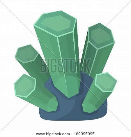 Green natural minerals icon in cartoon design isolated on white background. Precious minerals and jeweler symbol stock vector illustration.