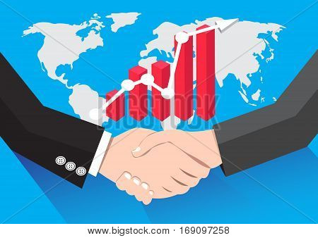 Businessman handshaking Business Deal Business Partnership Graph world background