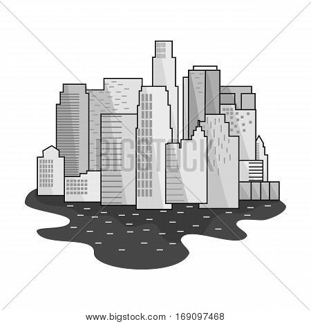 Megalopolis icon in monochrome design isolated on white background. Architect symbol stock vector illustration.