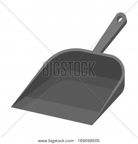 Dustpan icon in monochrome design isolated on white background. Cleaning symbol stock vector illustration.