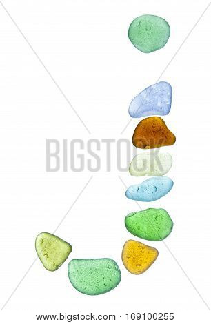Sea Glass Peices On White