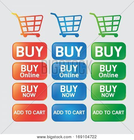 Vector design button buy online web botton and icon cart