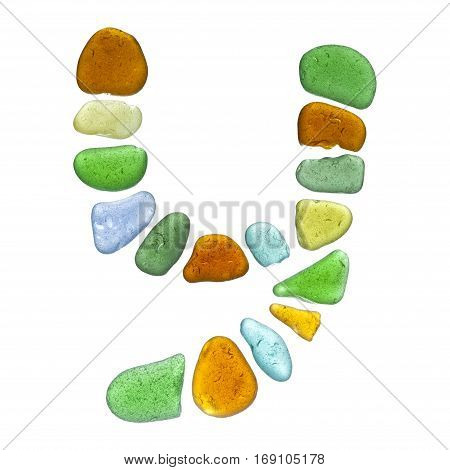 sea glass letters isolated on white background