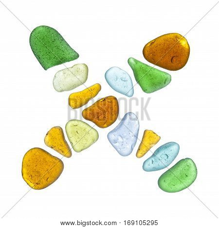sea glass letters isolated on white background