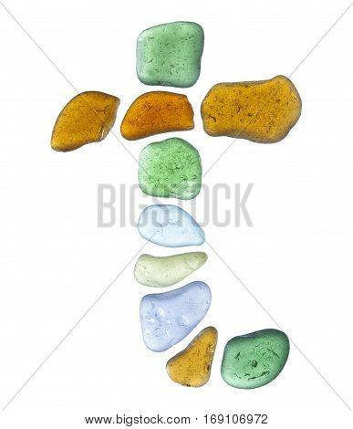 sea glass letters isolated on white background