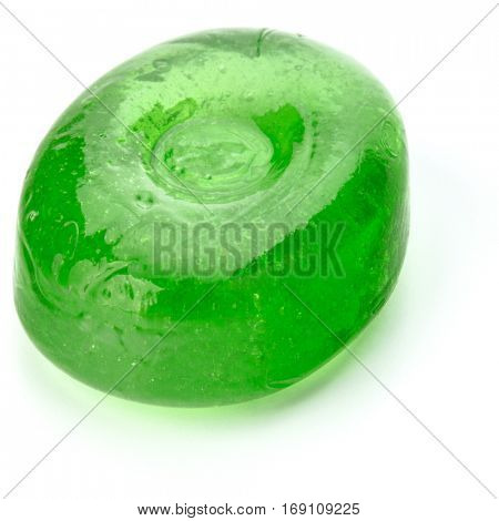 One fruit hard sugar candy,  boiled sweet or sugar plum isolated on white background cutout.