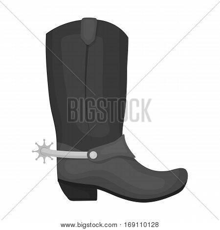Cowboy boots icon in monochrome design isolated on white background. Rodeo symbol stock vector illustration.