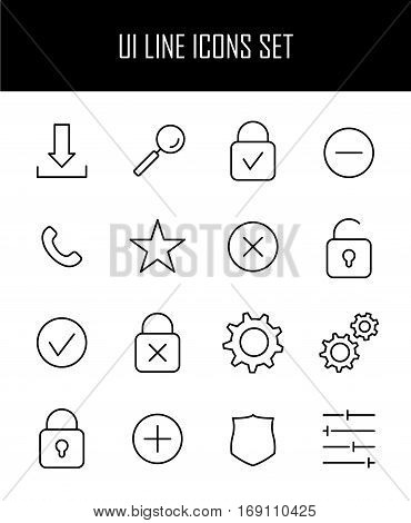 Set of UI icons in modern thin line style. High quality black outline symbols for web site design and mobile apps. Simple interface pictograms on a white background.