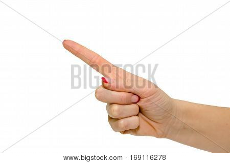 Female hand isolated on white close up