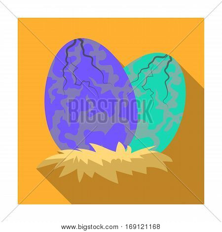 Eggs of dinosaur icon in flat design isolated on white background. Dinosaurs and prehistoric symbol stock vector illustration.