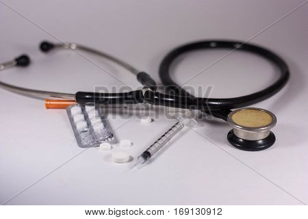 Medical devices tablets on a white background
