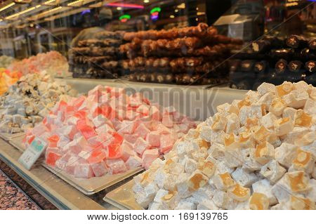 Turkish Delight Candies In Storefront