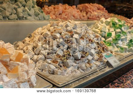 Turkish Delight Candies In Storefront