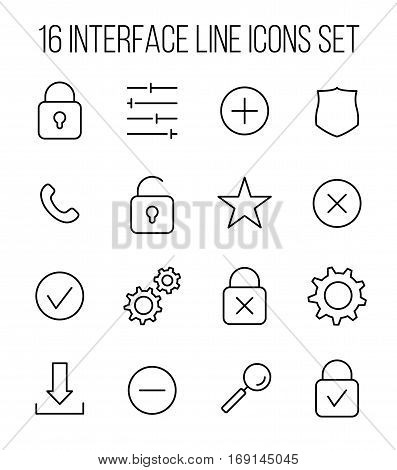 Set of interface icons in modern thin line style. High quality black outline symbols for web site design and mobile apps. Simple interface pictograms on a white background.