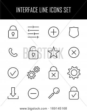 Set of interface icons in modern thin line style. High quality black outline symbols for web site design and mobile apps. Simple interface pictograms on a white background.