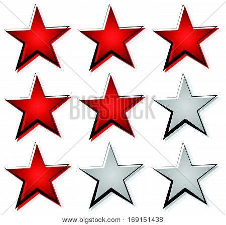 Star Rating With 3 Stars. Icon Set For Guality, Rating, Value Concepts.
