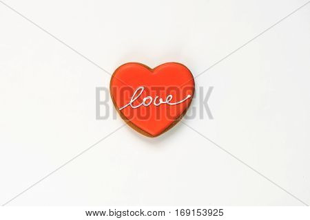 Gingerbread delicious figures for Lovers Valentine's Day on the isolated wooden background