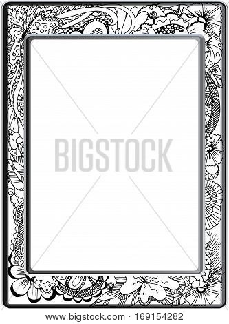 Frame zentangle Floral hand drawn Vector image