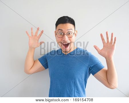 Funny Surprised Face Of Asian Man.