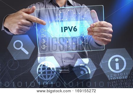 Business, Technology, Internet And Network Concept. Young Businessman Showing A Word In A Virtual Ta
