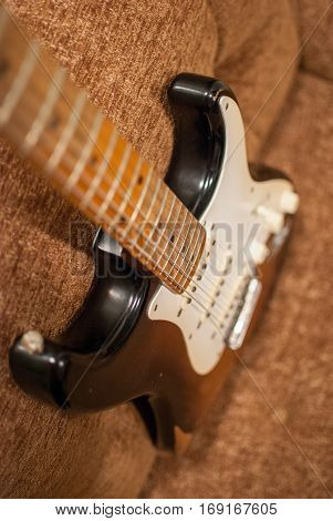 Vintage Fender Stratocaster guitar in sunburst finish