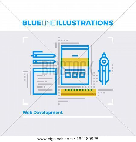 Web Development Blue Line Illustration.