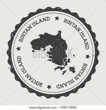Bintan Island Sticker. Hipster Round Rubber Stamp With Island Map. Vintage Passport Sign With Circul