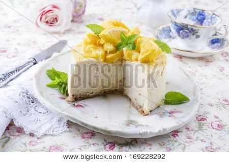 Lemon Cheesecake on Plate