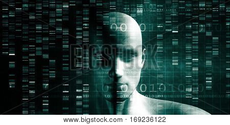 DNA Chemistry Technology and Genome Sequencing Concept 3D Illustration Render