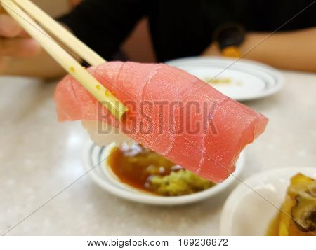 Japanese Food-toro Sushi Made From Blue Fin Tuna
