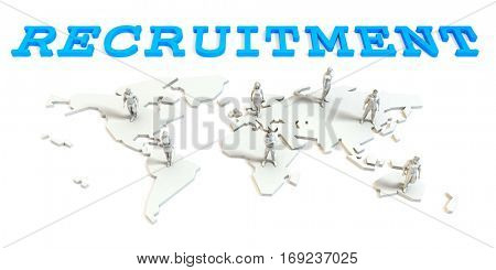Recruitment Global Business Abstract with People Standing on Map 3D Illustration Render