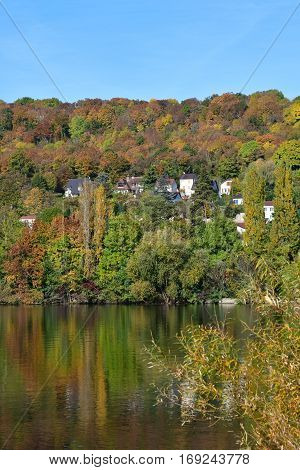 Meulan France - october 31 2016 : the picturesque city in autumn