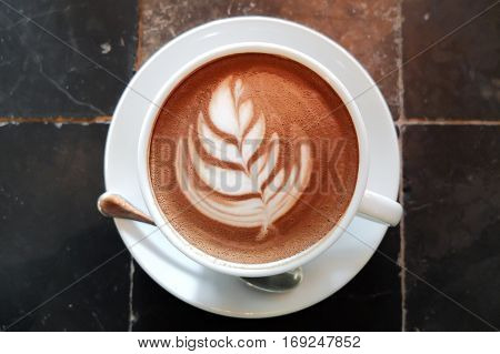 Caffe Mocha Art With Tulip Flower