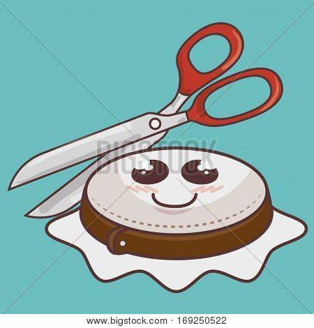 Sewing elements funny characters vector illustration design