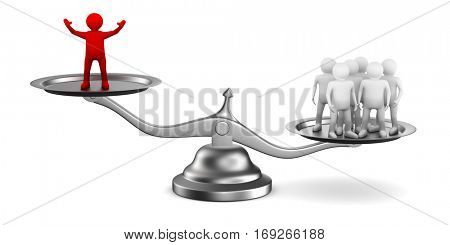 Leadership concept on white background. Isolated 3D image