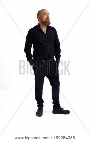 A redheaded man isolated with white background