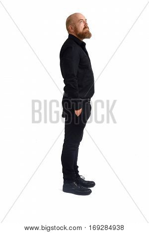 A redheaded man isolated with white background