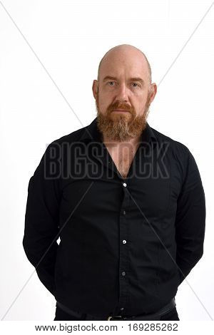 a Redheaded man isolated with white background