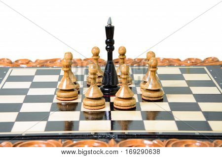 The Chess Pieces Are Placed On The Chessboard.