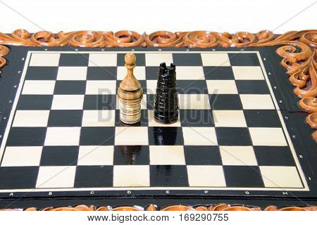 The Chess Pieces Are Placed On The Chessboard.