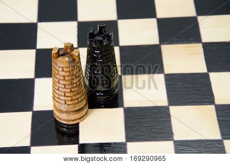 The Chess Pieces Are Placed On The Chessboard.