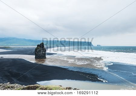 Reynisfjara Beach With Black Volcanic Sand, Iceland