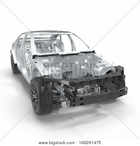 Sedan without cover on white background. 3D illustration