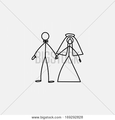 Wedding happy family icon stick figure vector