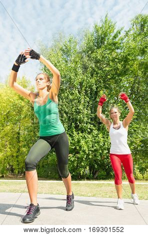TaeBo presentation outdoors, toned image, colr image